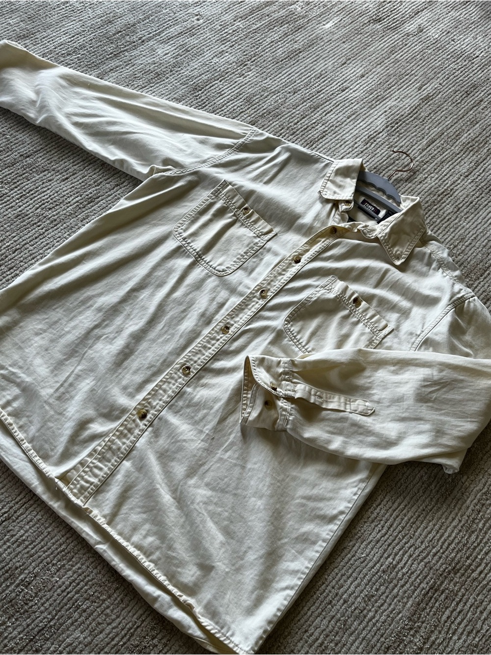 Faded Glory Cream Button-Front Shirt Jacket